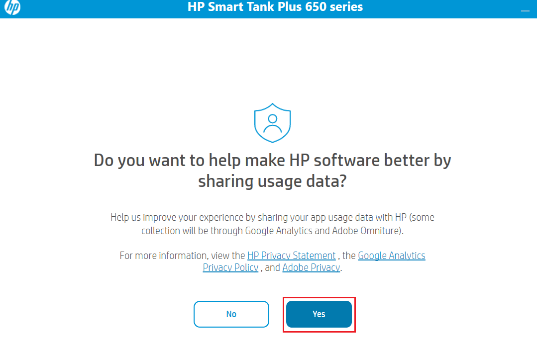 Share data by clicking Yes