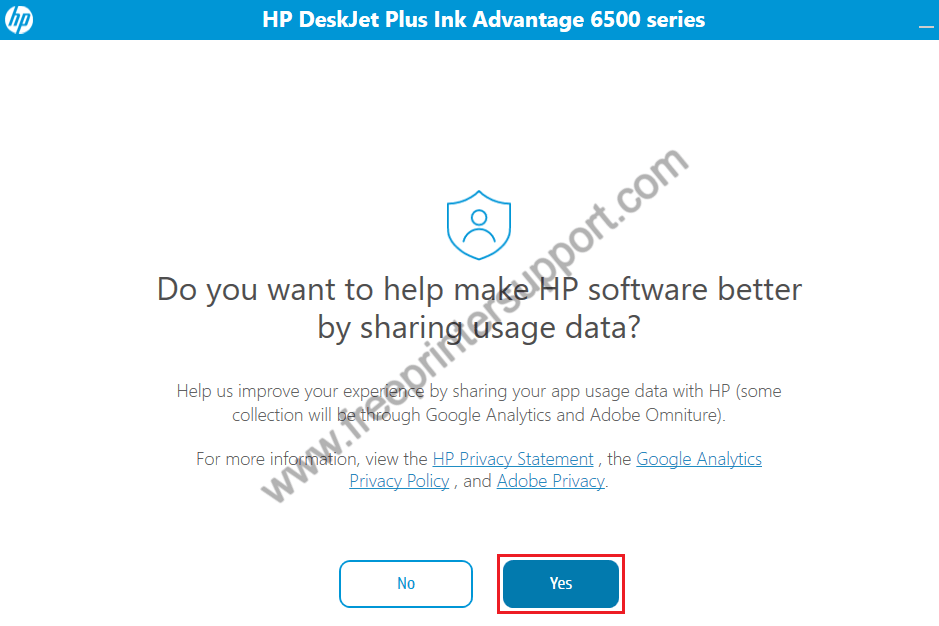 agree to share printer data with HP