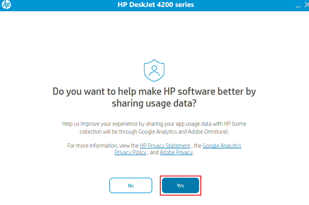 Click on Yes to share data